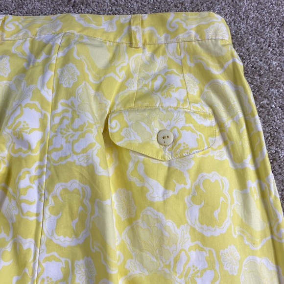 Vtg Lilly Pulitzer Pants 14 Yellow Floral Pleated Cotton Hi Waist Retro Lined - Picture 8 of 11